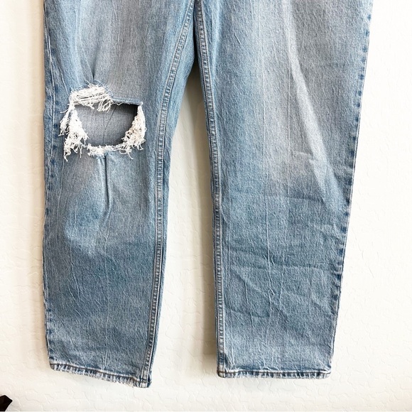 NEW Abercrombie & Fitch Women's 90's Straight Jeans Busted Knee Plus 34/18 Long - Picture 3 of 6